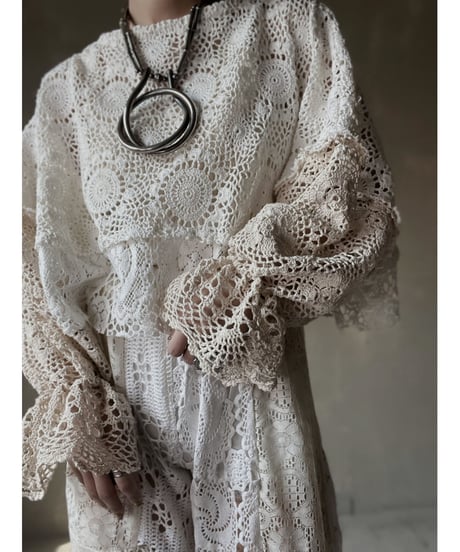 【RE;CIRCLE】 RE Crochet Patchwork L/S Top③/20220317-004