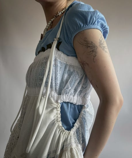 【RE;CIRCLE】RE Crochet Lace Patch work Camisole One-Piece Middle/250731-005