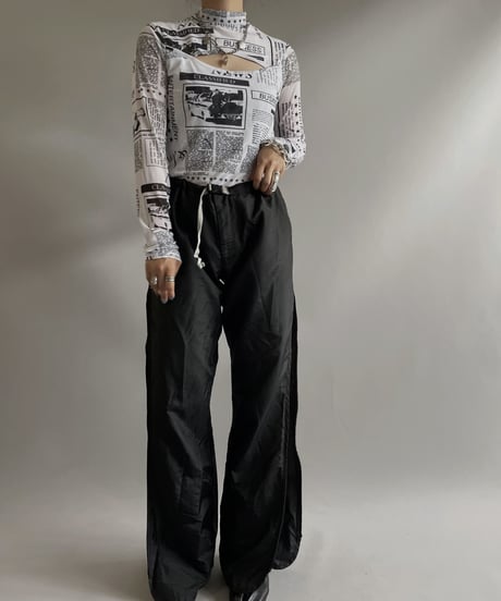 【USED】  L/S Patterned Power net top / 230916-028
