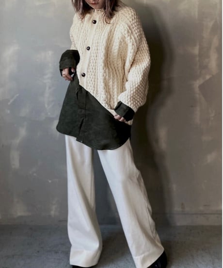 【RE;CIRCLE】 Switching Cable Knit Cardigan / 201112-020
