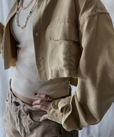 【USED】 Cut Off Fake Suede Shirt  /210317-012