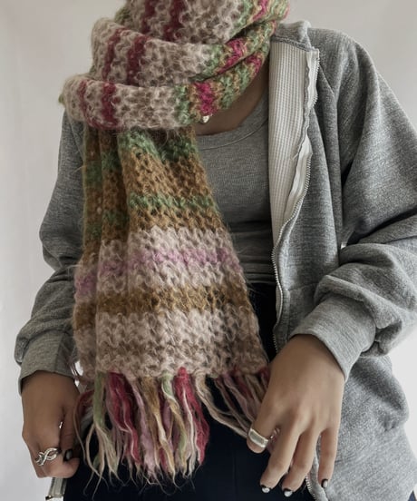 【USED】 Pink Knit Scarf / 221210-036