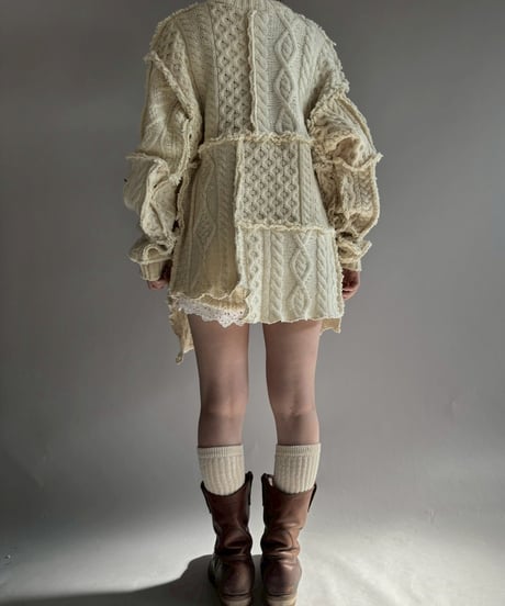 【RE;CIRCLE】 RE Aran Knit Patchwork Pullover Top / 251218-008