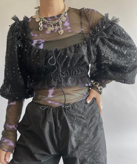 【USED】 SERAPIS Patterned Sheer Top /240914-036