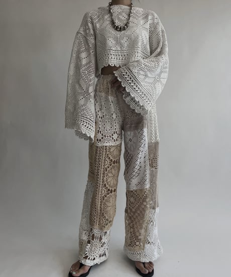 【RE;CIRCLE】 RE Crochet Patchwork Pants / 220728-023
