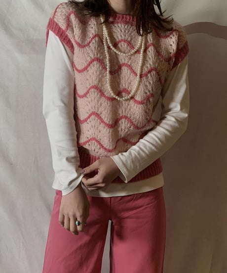 【USED】  N/S Crocket Knit Top①/210303-024