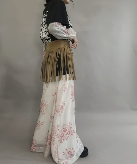 【USED】 Suede Leather Skirt Beige / 230304-002