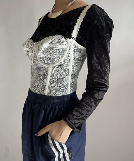 【USED】 Lace Patterned Camisole Corset Top /241221-017