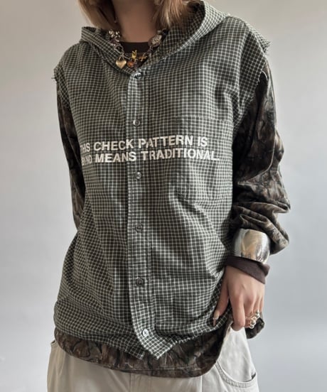 【RE;CIRCLE】 Stencil N/S Hooded Check Shirt  /  250911-005