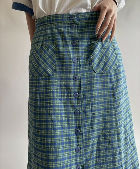 【USED】  Checked Long Skirt/250823-003