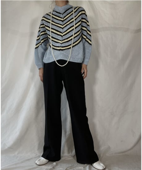 【USED】   Stripe Pattered Knit L/S Top/211216-032