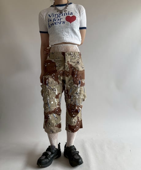 【USED】 Military Camouflage Painted Cut off Shorts  / 250719-015