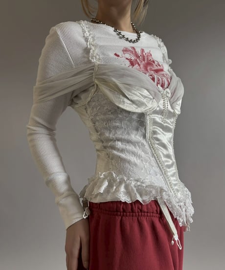 【USED】 Made in USA Lace Pattern Camisole Top/ 260207-001