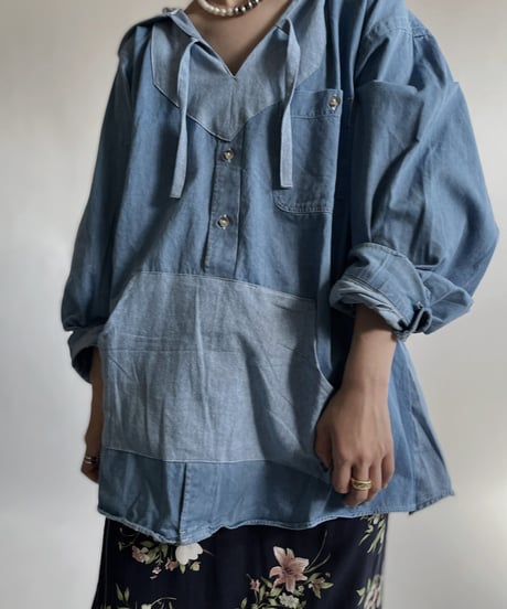 【RE;CIRCLE】 RE Denim Shirt Mexican Hoodie / 220423-024