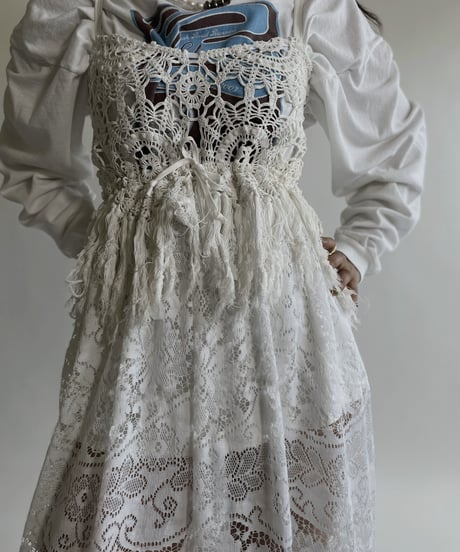 【RE;CIRCLE】 RE Crochet Lace Camisole One-piece / 220427-043