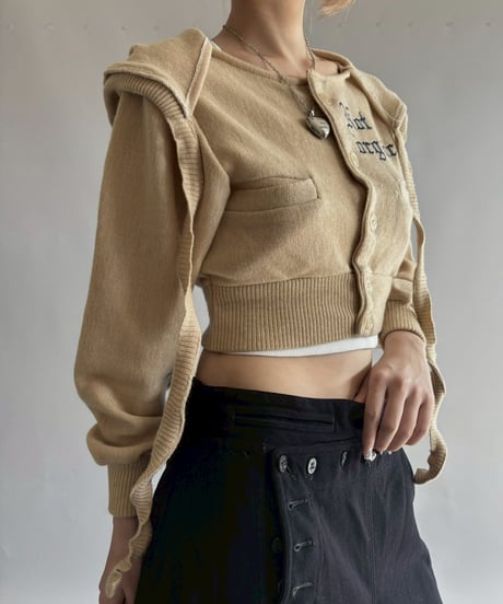 【RE;CIRCLE】 RE Hooded Acrylic Short Cardigan / 251016-008