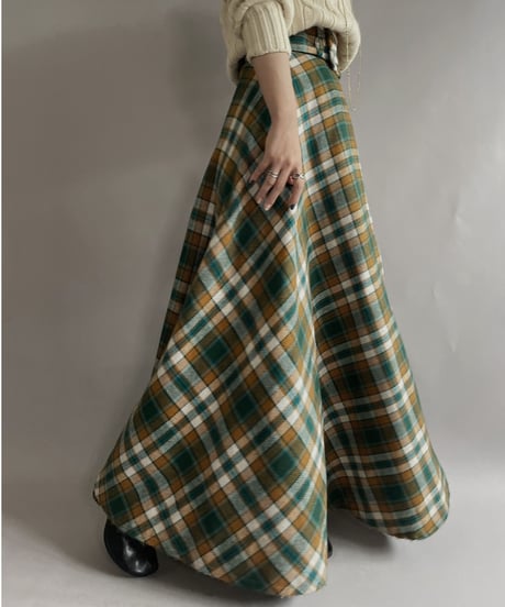 【USED】  Checked Long Skirt / 221105-023