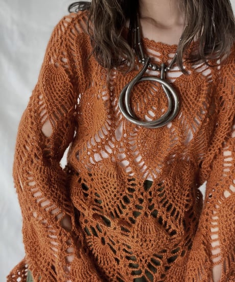 【USED】   Crochet Knit L/S Top①/210921-035