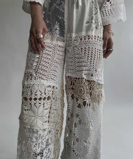 【RE;CIRCLE】 RE Crochet Lace Patchwork Pants / 220526-037