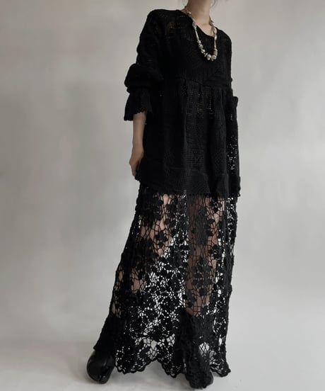 【RE;CIRCLE】 RE Crochet Black Lace One-piece / 220728-021