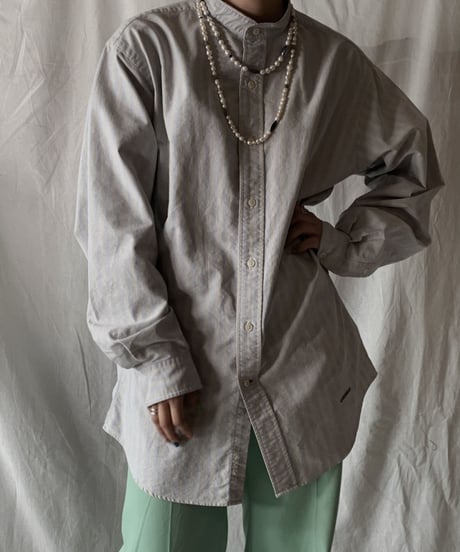 【RE;CIRCLE】 RE Stripe Band Collar Shirt①/210414-027