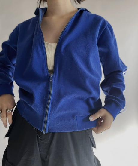 【USED】 Poly Zip-up Line Top Blue / 230128-004