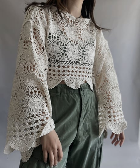 【RE;CIRCLE】 RE Crochet Lace Top / 230330-018