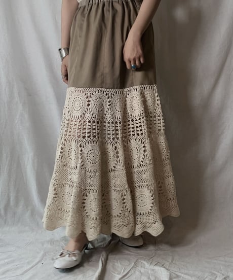 【RE;CIRCLE】 RE Crochet Long Skirt①/210512-016