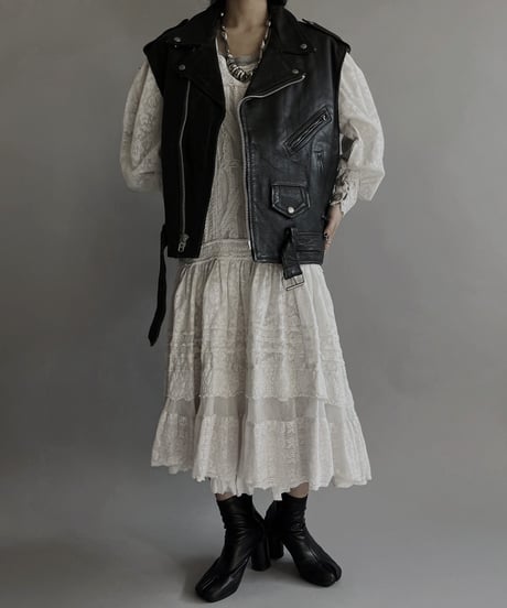 【USED】 Leather Rider's Vest /240127-004