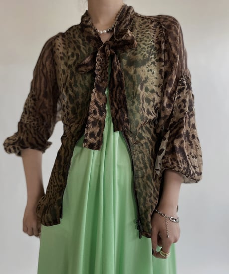 【USED】 YSL Leopard Long Sleeves Blouse / 220514-011
