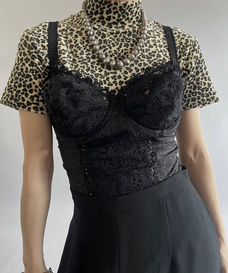 【USED】Lace Patterned Sheer Camisole Leotard Top /240907-025