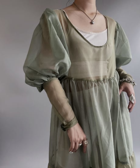 【RE;CIRCLE】 RE Sheer Puff Sleeve One-piece / 230706-001