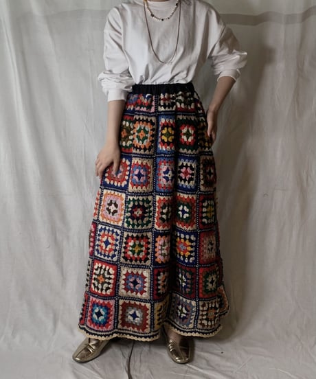 【USED】　Granny Knit Long Skirt①/210404-009
