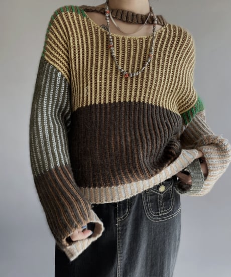 【USED】 ECKHAUS LATTA Patterned Knit Top /240127-030