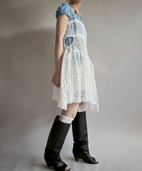 【RE;CIRCLE】RE Crochet Lace Patch work Camisole One-Piece Middle/250731-005