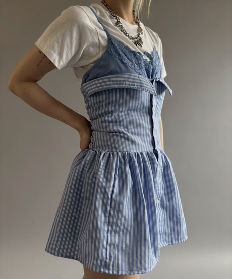 【RE;CIRCLE】  RE Stripe Shirt Mini One-Piece / 260611-004