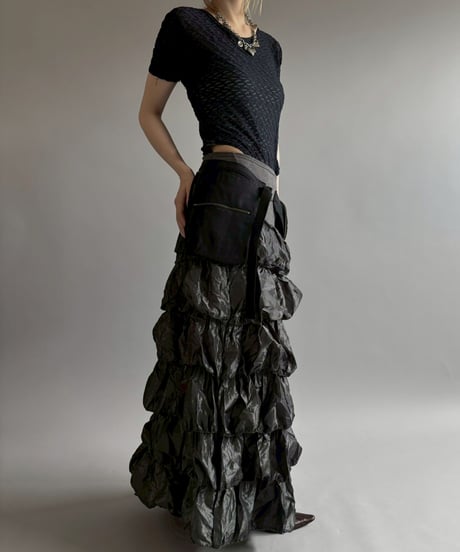 【USED】 Shiny Tiered Skirt /260613-002