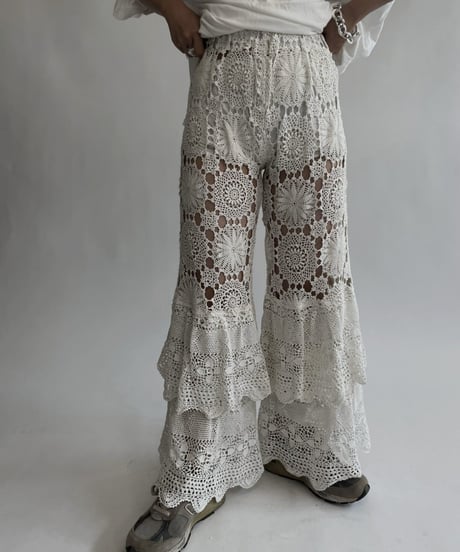 【RE;CIRCLE】 RE Crochet Tiered Pants / 220818-013