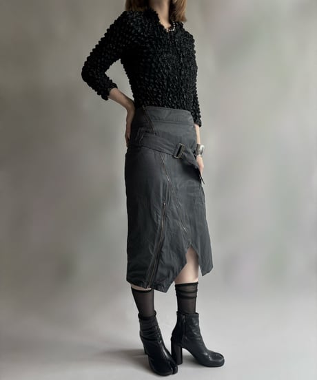 【USED】 Belt Design Zip-Up Skirt / 250906-004
