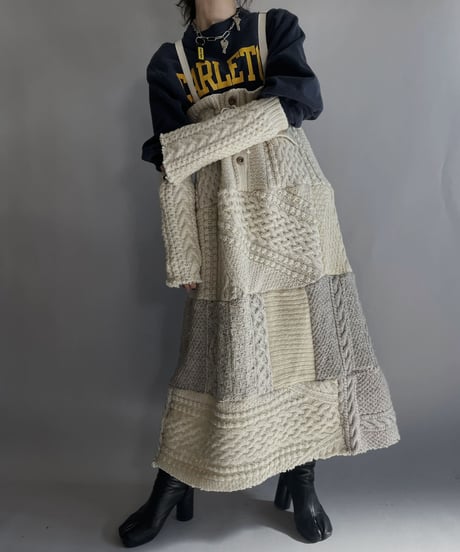 【RE;CIRCLE】 RE Alan Knit Patchwork Jump Skirt / 221124-030