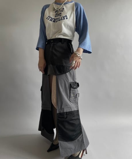 【USED】 80's Flocky Print Raglan T-Shirt  /240606-007