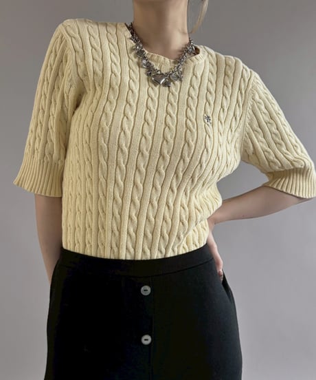 【USED】 Lauren Ralph Lauren S/S Cotton Knit Top / 260221-012