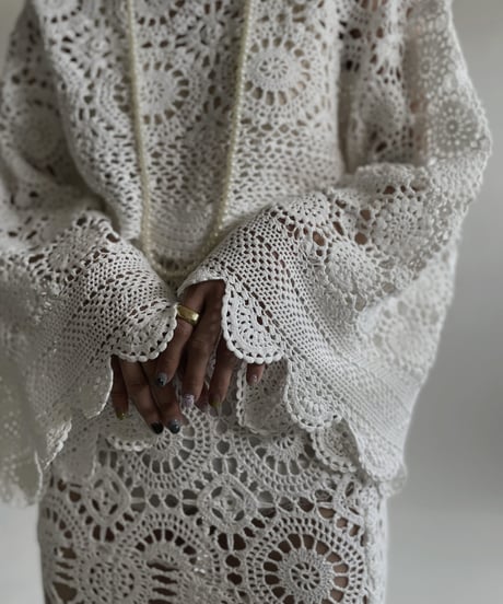 【RE;CIRCLE】 RE Crochet Lace Shirt Tops / 220427-012