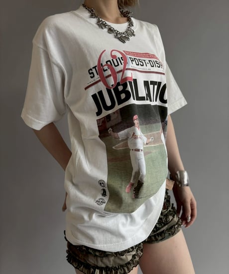 【USED】 98's Baseball Newspaper T-Shirt / 260607-005