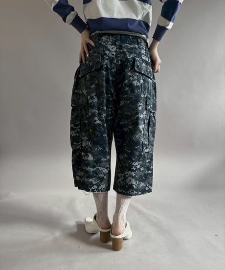 【USED】 Military Camouflage Cut Off Paint Pants /260226-011