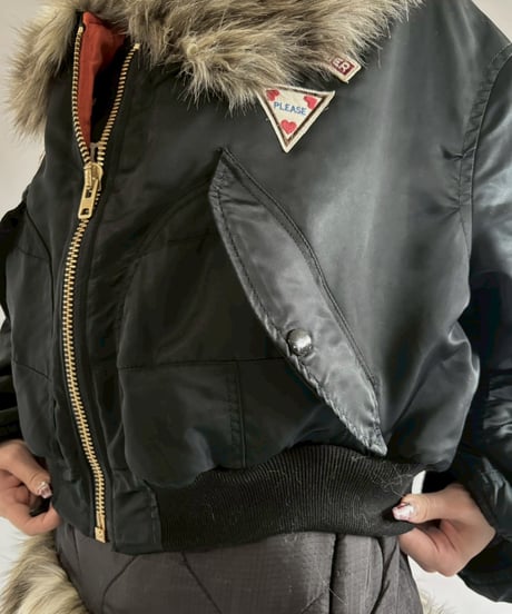 【RE;CIRCLE】  RE MA-1 Patched Fur Collar Short Jacket Black/ 251120-004