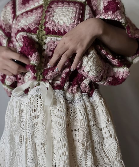 【RE;CIRCLE】 RE Granny Knit×Lace S/S One-piece/210917-010