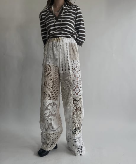 【RE;CIRCLE】 RE Crochet Patchwork Pants / 220623-028