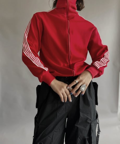 【USED】 Poly Zip-up Line Top Red / 230128-005