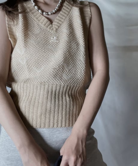 【USED】  Courreges Crochet Knit Vest/211014-042